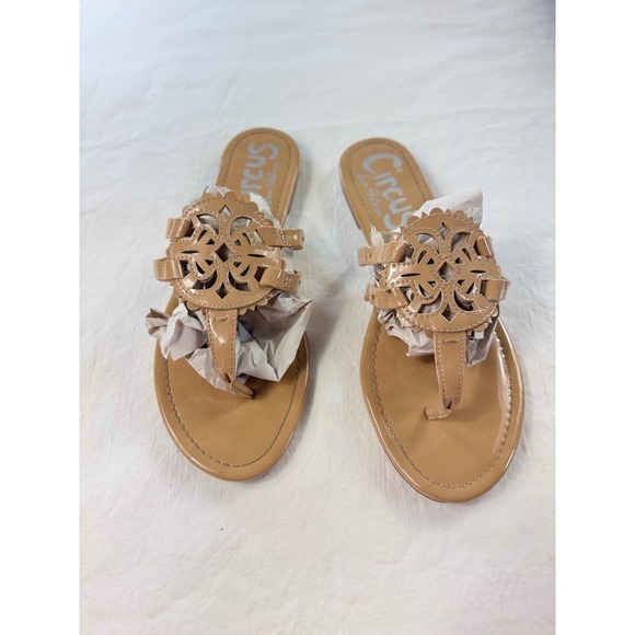Circus by Sam Edelman Shoes - Circus by Sam Edelman Cherry Tan Patent‎ Medallion Thong Flat Sandals Mens 9.5M